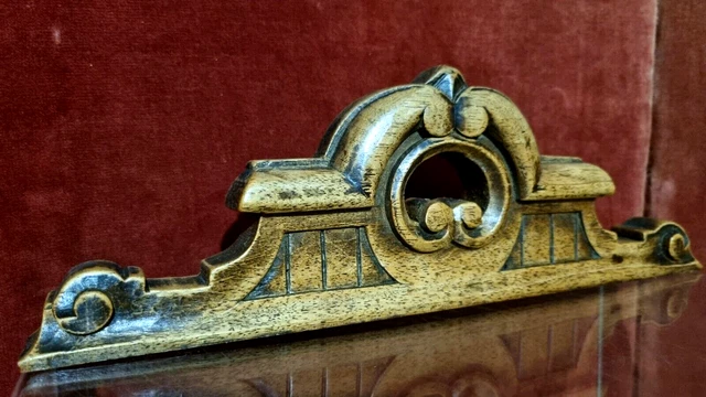 Scroll crowned wood carving pediment 11" - Antique French architectural salvage