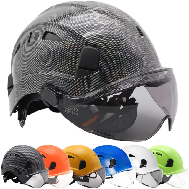 Construction Saftey Helmet Carbon Fiber Hard Hat with Visor Vent Climbing Helmet