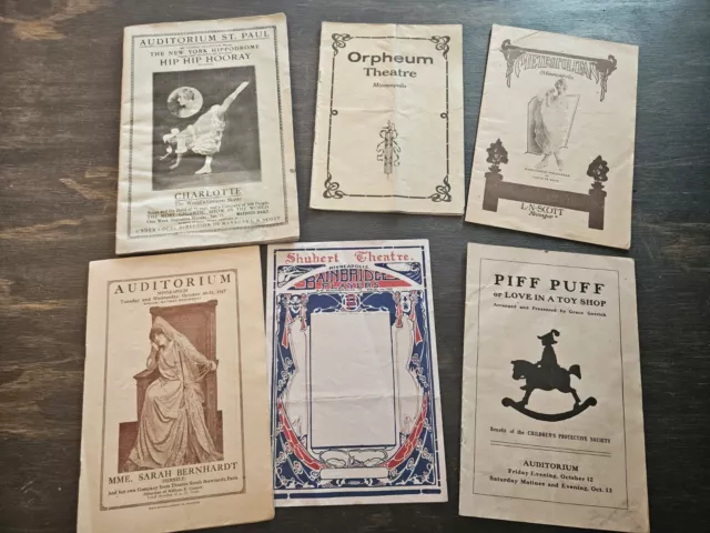 Lot Of 6 Early 1900's Minneapolis / St. Paul Theatre Playbills and Programs
