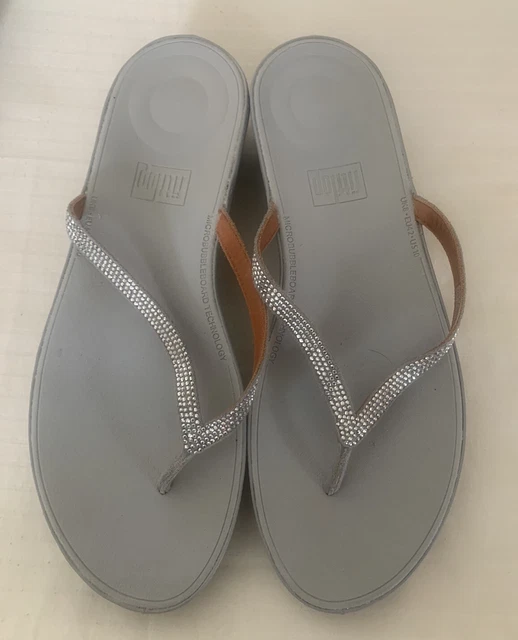 FitFlop iqushion Sparkle Gray Women's Flip Flop Thong Sandals