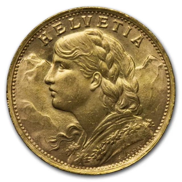 1947-B Swiss Gold 20 Francs Helvetia BU