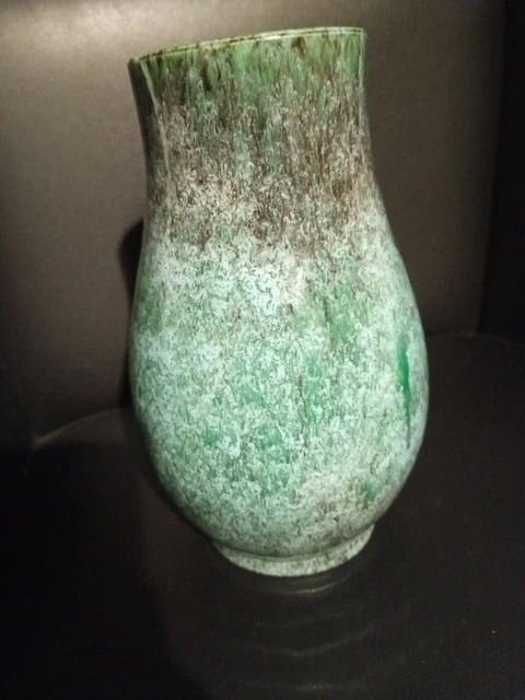Vintage Poterie vase ACCOLAY à col serré signé KC numéro 75  1950's