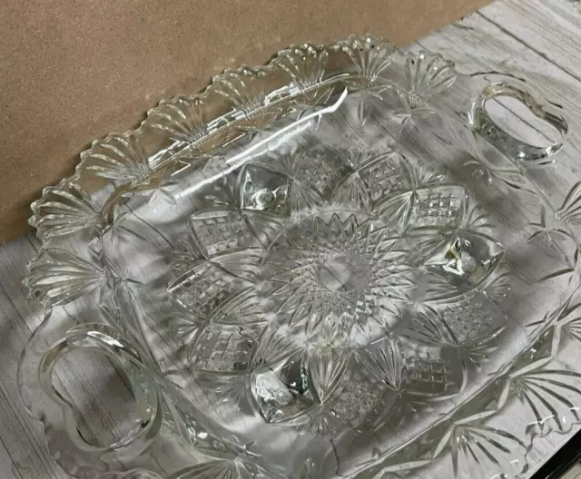 Glass Bowl Dish Square With Heart Handles Pasari Indonesian  Footed 2