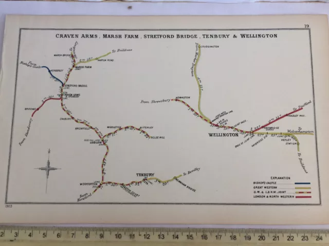 Ludlow Tenbury Wells Marsh Farm Wellington Ketley Craven Arms Railway Map 1903