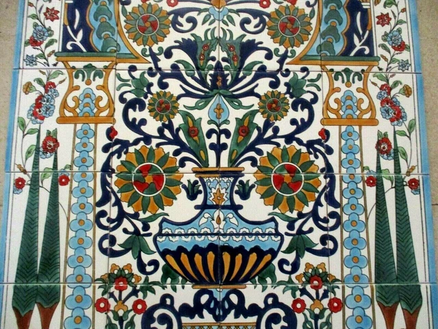 24" x 36" Hand painted Ceramic tile art panel Mosaic wall mural Backsplash