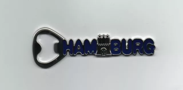 Magnet HAMBURG Metall Flaschenöffner Wappen blau Kühlschrankmagnet Souvenir