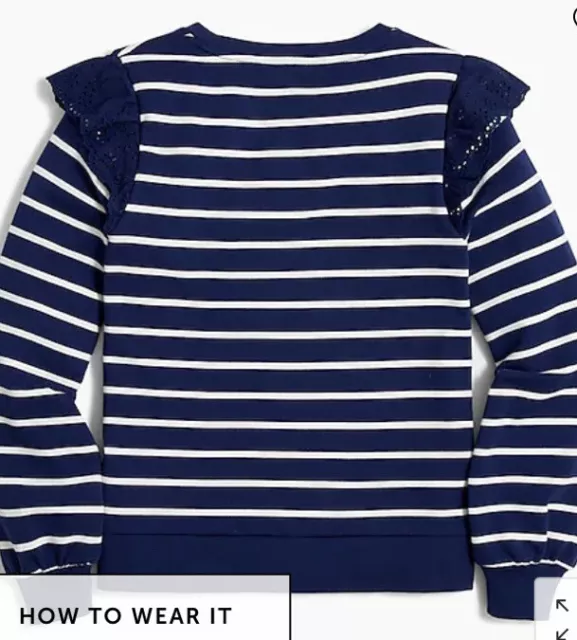 Jcrew Factory Womens Stripe Sweatshirt Ruffle Sleeve Size Medium 3