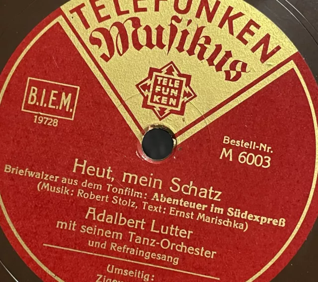 Heut, mein Schatz (Briefwalzer) - Adalbert Lutter Tanz-Orchester & Tenor - 78rpm