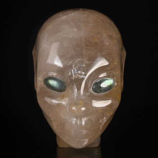 Cabeza de ELFO de hada tallada cristal transparente natural de 3,9" criatura mística 36B43