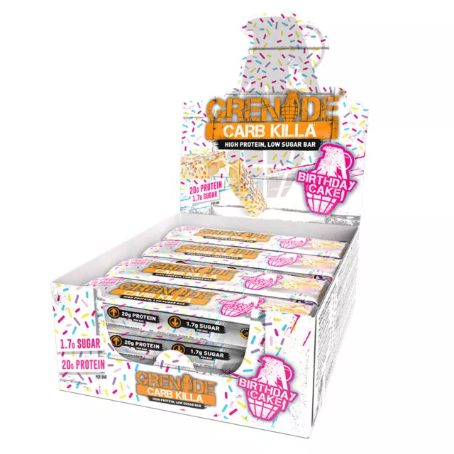 Grenade Carb Killa Protein Bar 60g - BIRTHDAY CAKE - 12 barrette