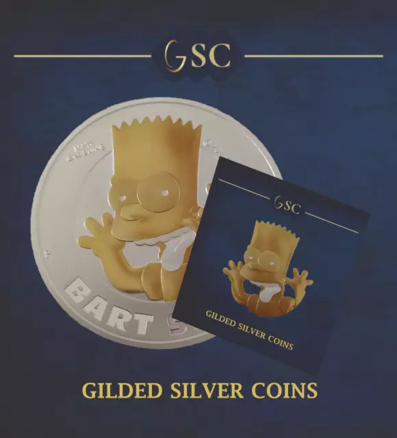 2022 Silver Bart Simpson Tuvalu 1Oz .999 24k Gilded Coin Edition