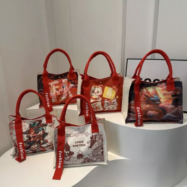 Cartoon Loong Years Canvas Bag China-Chic Handbag Fashion Tote Bags