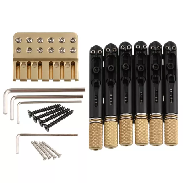 Set 6 String Headless Guitar Bridge & Brass String Lock