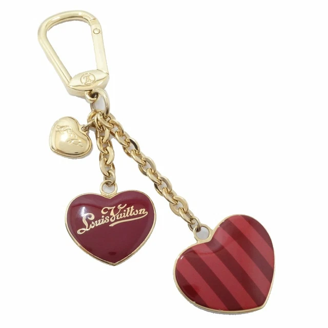 LOUIS VUITTON Coeur Rayures Bag Charm M66476 Gold Metal Pomme D'amour/ 081468 LOUIS VUITTON Coeur Rayures Bag Charm M66476 Gold Metal Pomme D'amour/ 081468