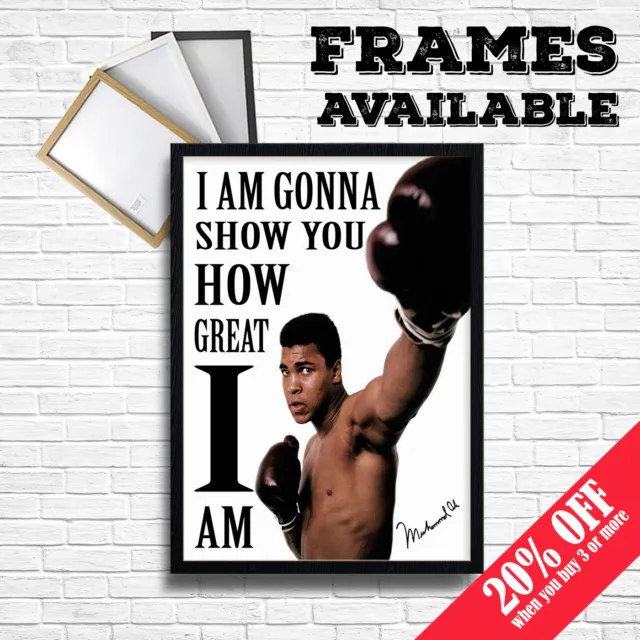 MUHAMMAD ALI POSTER  Boxer Quote Great Motivational Wall Art Print A3 A4 FRAMES
