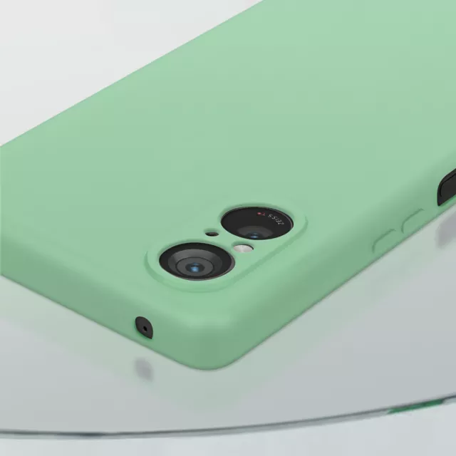 Coque pour Sony Xperia 5 V Semi-rigide Soft-touch avec Dragonne Vert Pâle 3