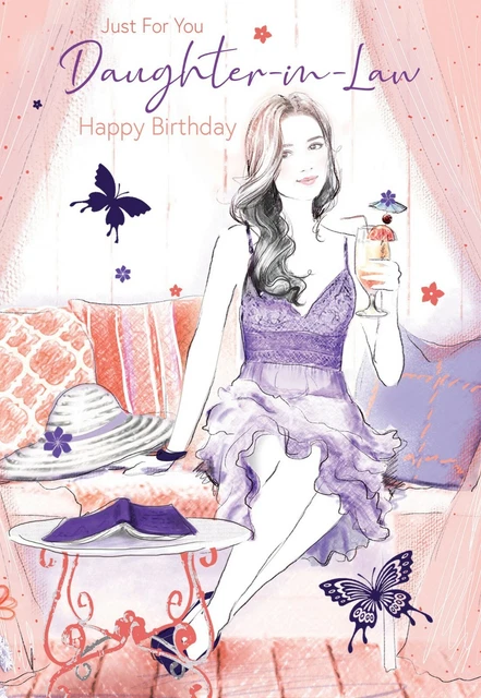 thumbnail image 2 of Cherry Orchard Daughter-in-Law Birthday Card – Pretty Floral, Gold Foil, With Envelope 2 of 4