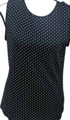 Christopher & Banks Black White Polka Dot Tank Top Sleeveless Size S 100% Cotton
