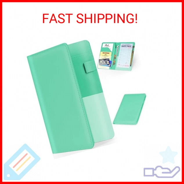 Server Books for Waitress, Premium Pu Leather 5 x 8 Inch Servers Book with Zippe