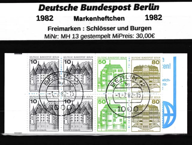 Berlin 1982 MiNr: MH 13 gestempeltes Markenheft Burgen und Schlösser