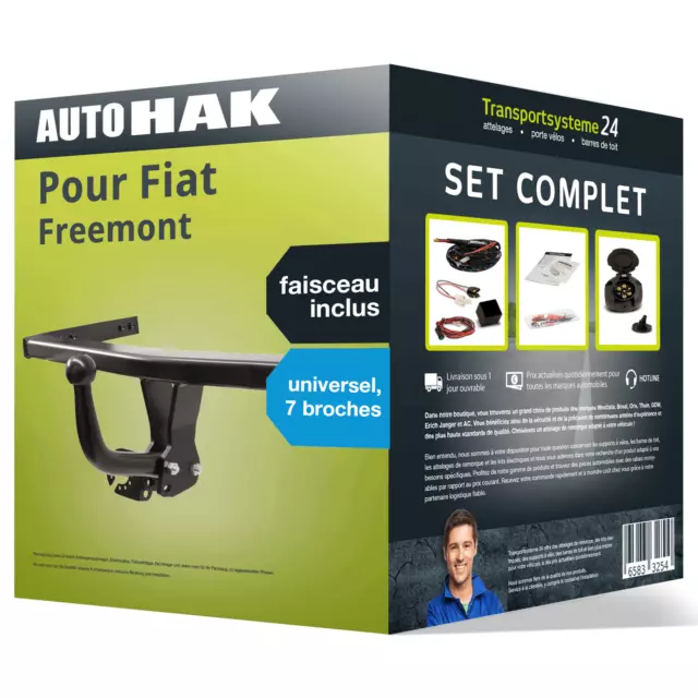 Pack Attelage Auto Hak pour Fiat Freemont 11- col de cygne et Faisceau uni 7 br.