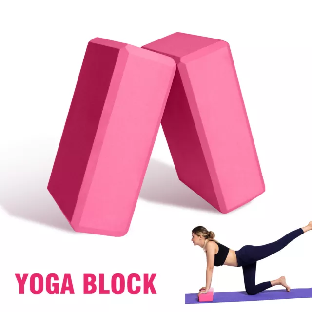 Yoga Block Foam Brick Stretching Fitness Aid Indoor Sports Exercise Blue / Pink