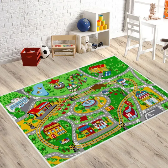 Kids Cartoon Carpet Rectangular Crawling Rug for Playroom Bedroom (60*90cm D) 2