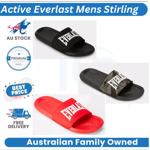 Active Everlast Mens Stirling Slides Men’s Shoes Mens Slides Open Toe Shoes AU