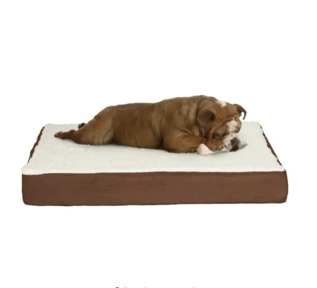 Orthopedic Dog Bed – 2-Layer Memory Foam Dog Bed Machine Washable Sherpa Cover