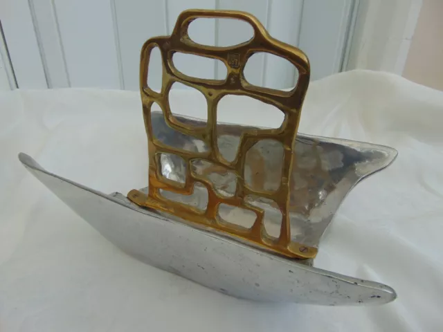 David Marshall anni '80 porta riviste bicolore bronzo dorato designer stile brutalista