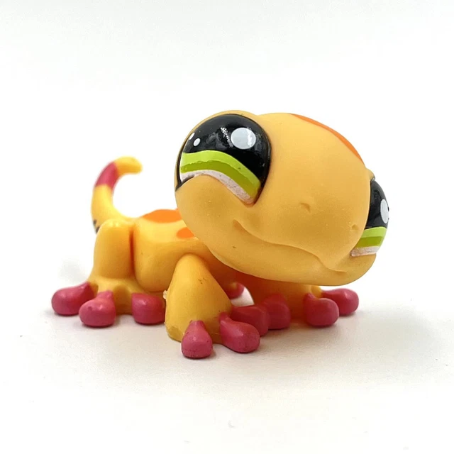 LITTLEST PET SHOP toys LPS Yellow Orange Gecko 1365 Bobble head toys