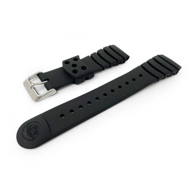 Bracelet De Montre Seiko 20 Mm Noir Uréthane - Compatible SKA371P, Style Plongeur
