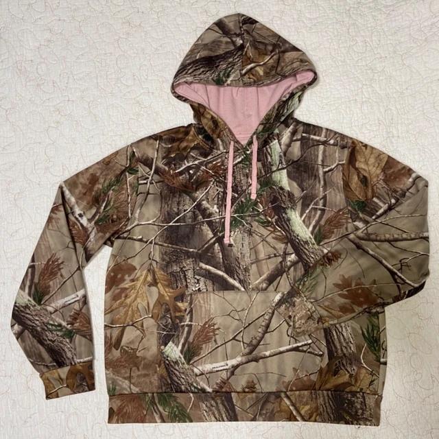 Girls Realtree Camo Hoodie Pullover L with Pink Hood