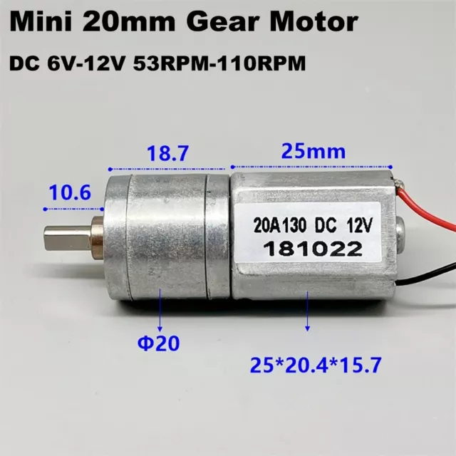 DC 6V-12V Slow Speed Micro Mini 20mm 130 Metal Gearbox Gear Motor Large Torque