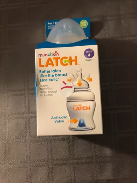 Munchkin Latch Infant Baby Feeding Bottle Anti Colic 4oz. BPA FREE Stage 1  0m+.