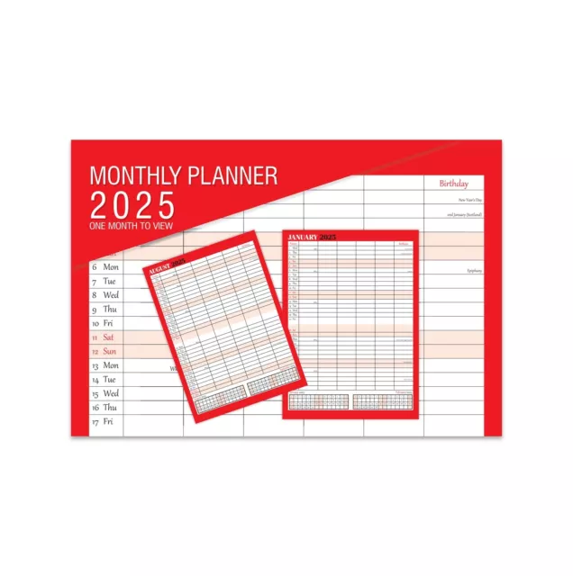 2025 One Month to View Monthly Planner Calendar Wall Hanging Organiser