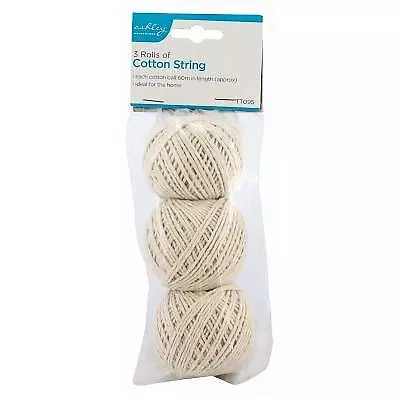 Set of 3 Cotton String Twine Rope Pack Cotton Balls Shabby Decor Craft Household
