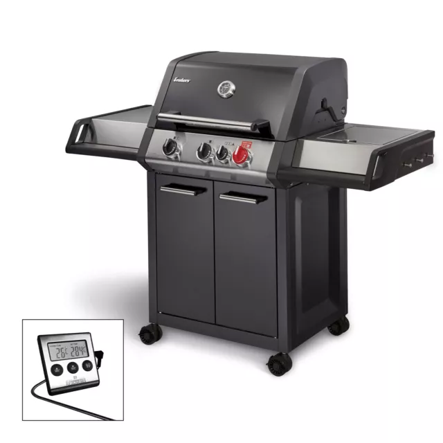 Gasgrill Enders MONROE BLACK PRO 3K TURBO Gas Grill mit 3 Edelstahl Brenner BBQ