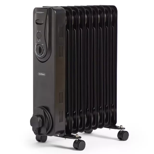 VonHaus Oil Filled Radiator 9 Fin, Oil Heater Portable Electric Free Standing