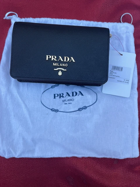 PRADA BLACK SAFFIANO Leather Crossbody Bag 1BP019 Handbag New With