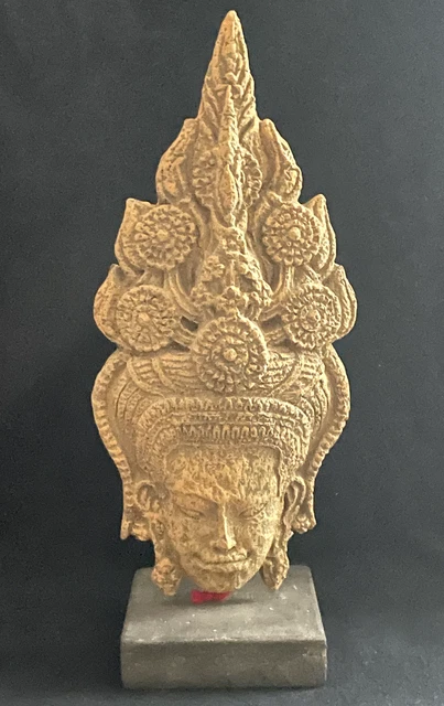 ANGKOR WAT APSARA DANSEUSE Khmère en papier mâché recyclé socle en bois Cambodge