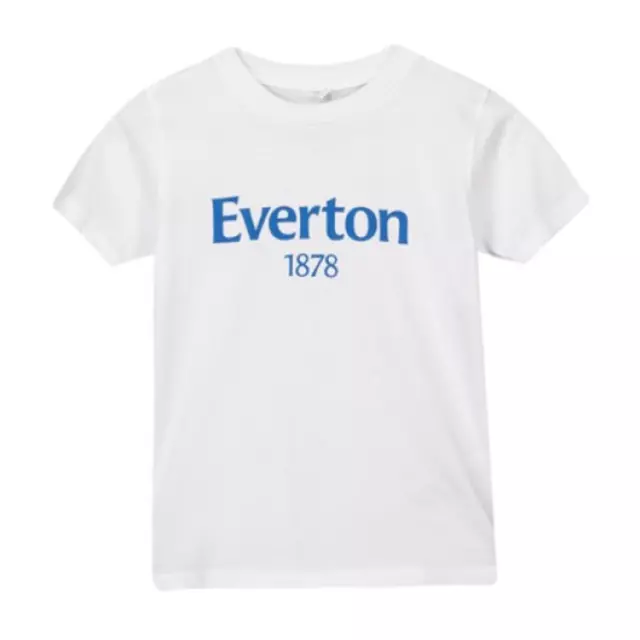 Everton Kid's Football T-Shirt (Size 4-5Y) Fanatics Wordmark SS Top - New