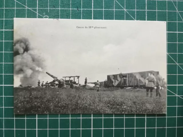 vc133 CPA WW1 Camp de Mailly - canon de 32 - très animée