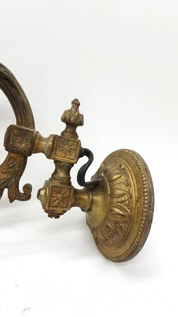 Ancienne applique murale Lampe Bec de gaz laiton Avec bras pliant Art nouveau 2