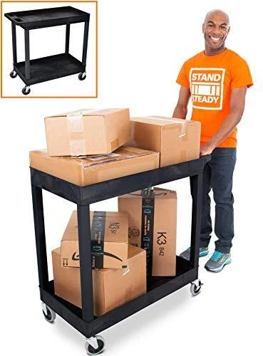 Original Tubstr 2 Shelf Utility Cart/Service Cart - Heavy Duty  2 Shelf- Black