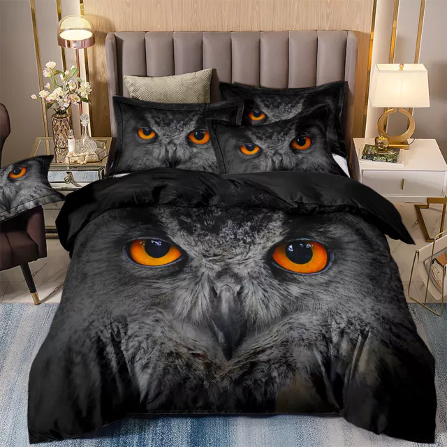 Duvet Cover 3D Animal Bedding Set with Pillowcases Single Double King Size Owl