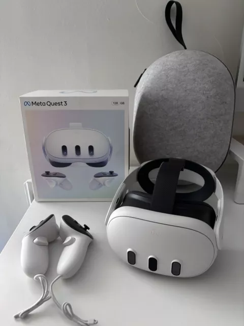 Meta Quest 3 128GB VR Headset - White Bundle (carry Case & Elite Strap)