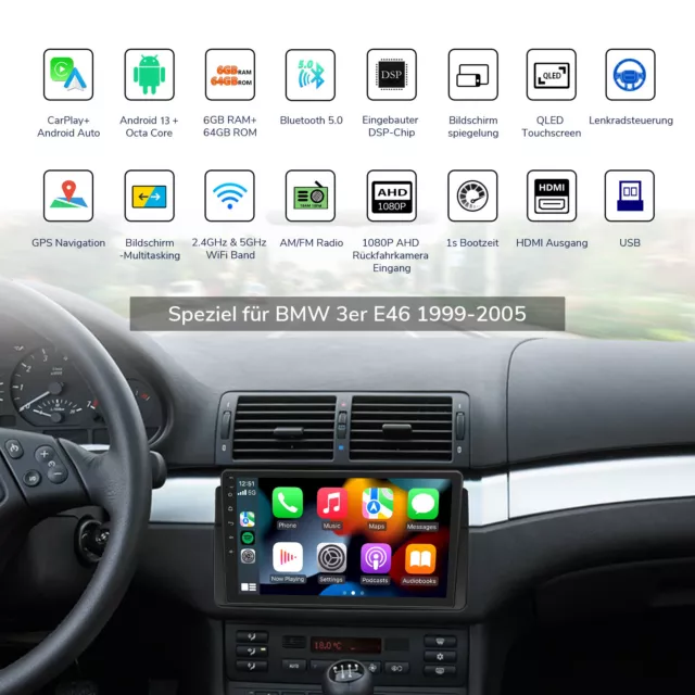 Für BMW E46 Eonon E46A12S 8Kern 6+64G Android Auto 13 Autoradio Navi CarPlay CAM 3