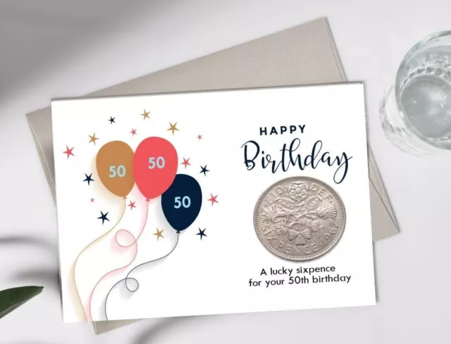 2024 Birthday Card Keepsake Design Lucky Sixpence  30th 40th 50th 60th 70th