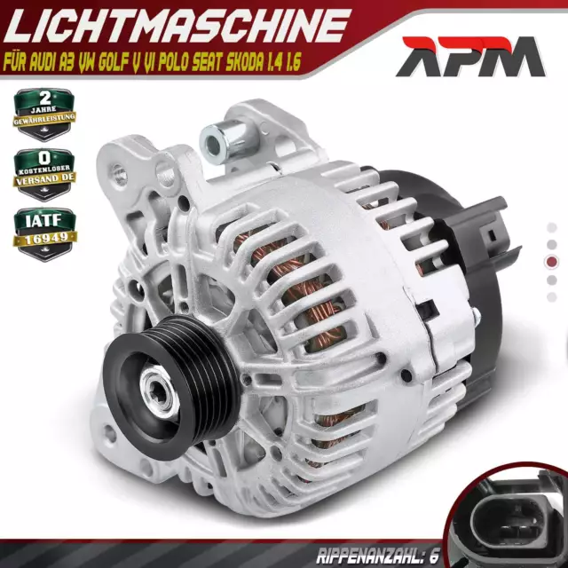 Lichtmaschine Generator 110A für Audi A3 8P VW Golf V VI Polo Seat Skoda 1.4 1.6